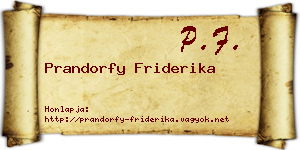 Prandorfy Friderika névjegykártya